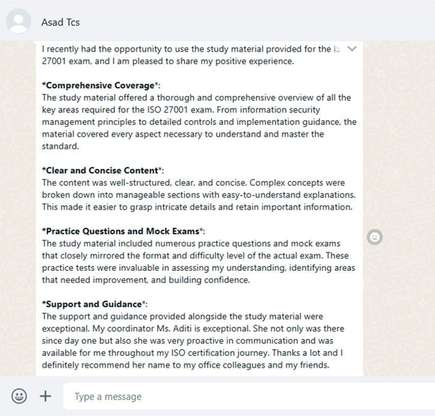 Learner feedback screenshot 2
