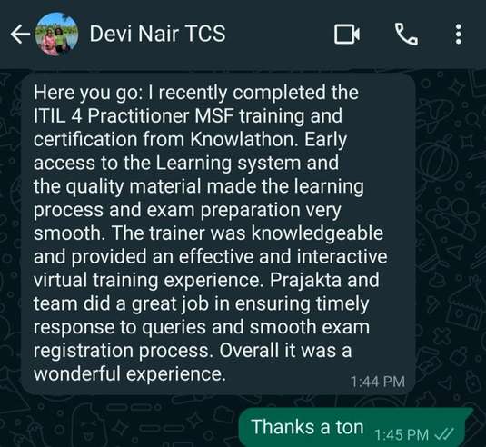 Learner feedback screenshot 11