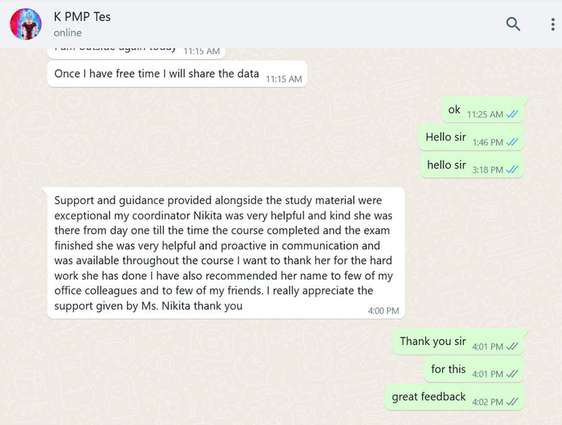 Learner feedback screenshot 5